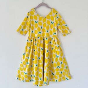 Hanna Andersson "Lemon Stand" Novelty Print Skater Dress with Pockets, Size 10